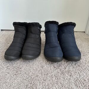 2 Pairs of Women's Ankle Snow/House Boots (1 Black & 1 Navy)